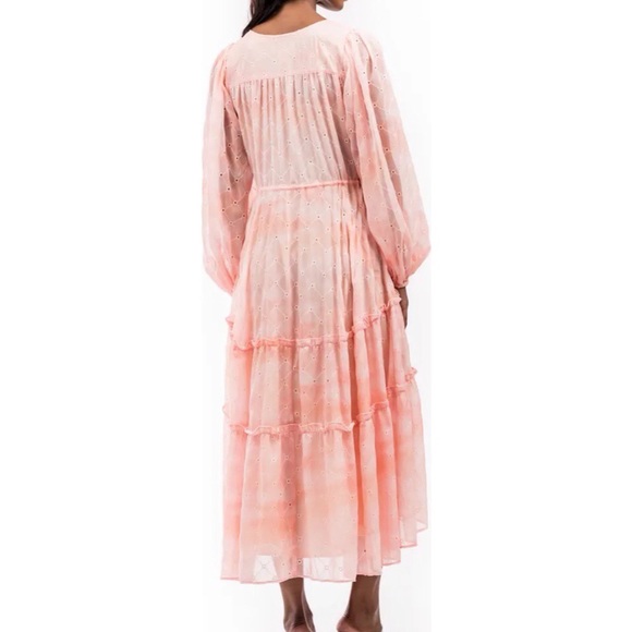 Rachel Parcell Flowy Eyelet Long Sleeve Maxi Dress Pink Angel Cloudy Sky - Picture 9 of 16